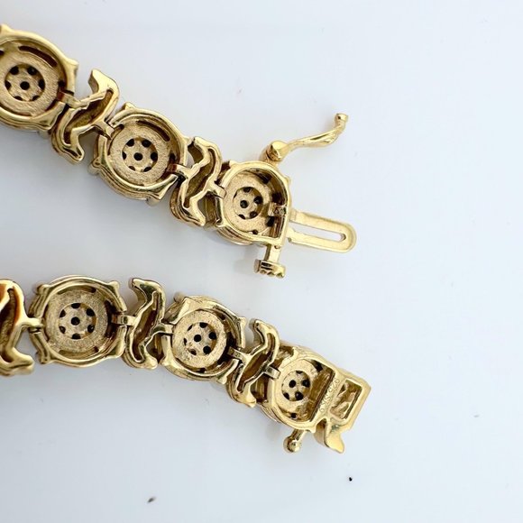 Beautiful Two Tone 1 Ct Diamond Bracelet - Sterling Silver Gold Plate S Curves - Picture 7 of 11